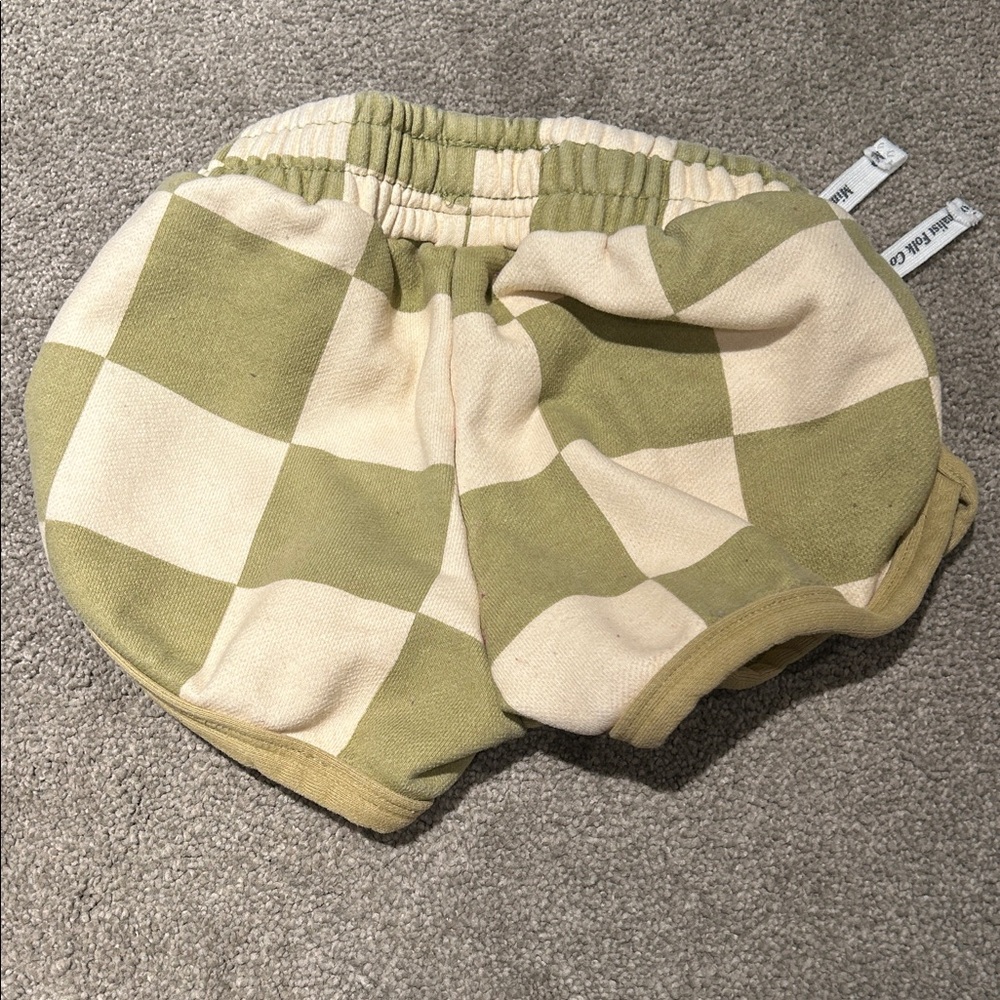 Kids Checkered Shorts - Green and Cream - Picture 6 of 6